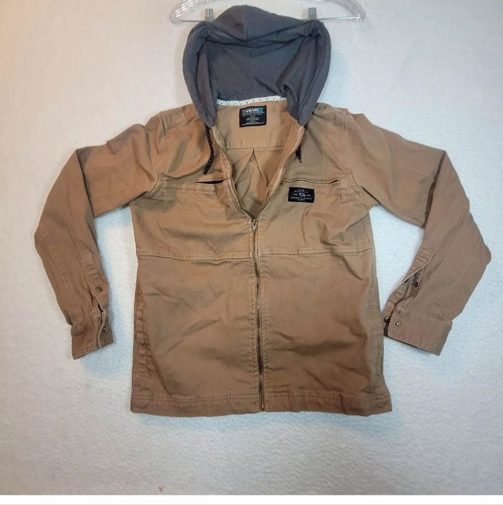 Tony Hawk Jacket Adult Small Brown Pocket Full Zip Hoodie Skate Skateboard Mens